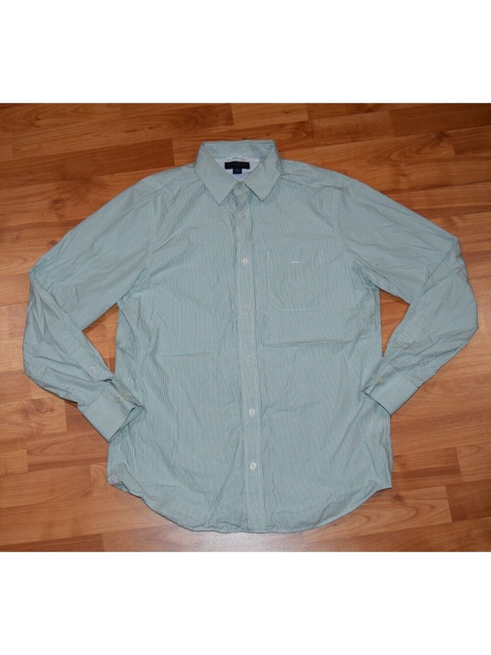 Banana Republic Men's sz M Green Striped Stylish Button-Front Shirt